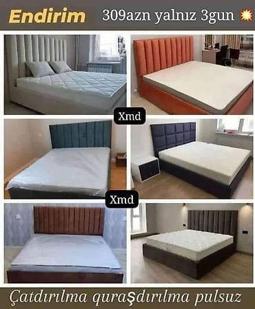 matras ortopedik: Yataq dəstləri – yumşaq başlıqlı, ortopedik matrasa uyğun modern model — 1