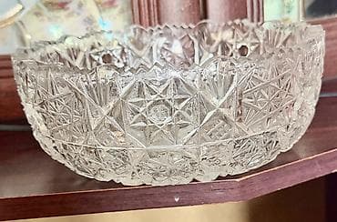 lepe qabı: Kəsimli şüşə meyvə/qənd qabı - Material: qalın, şəffaf kəsimli şüşə - — 1