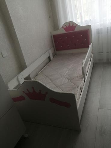 mebellər: Uşaq çarpayısı – “Princess” dizaynı - Rəng: ağ gövdə, çəhrayı — 1