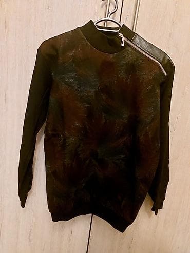 Qara sweatshirt – dekorativ fermuarlı model - Rəng: tünd qara