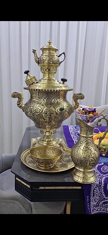 qab qaşıq: Çay dəsti, rəng - Qızılı, Metal — 2