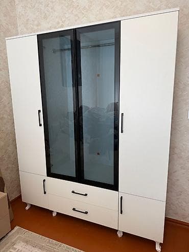 dolab kombi: Yeni, 4 qapılı, Siyirməli, Ağ, Digər material, Açılan, Düz dolab — 1
