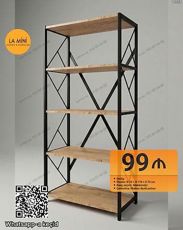mini tablolar: Sənaye üslubunda metal karkaslı stellaj - Material: qara metal — 1