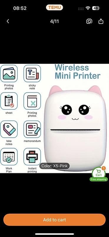 printer: Mini-printer sticker, yazılar, şəkillər və s çıxara bilərsiz. Istifadə — 2