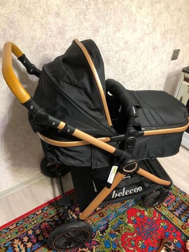 usaq gelinliyi: Bələcoo uşaq arabası – qara rəng, qızılı/şampan tonlu alüminium şassi — 6