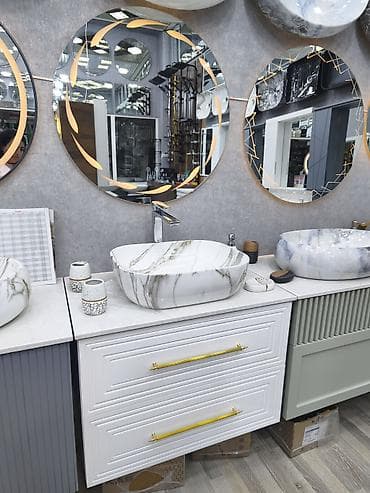 Vanna otağı üçün dekorativ dəst: - Yuvarlaq LED işıqlı güzgü