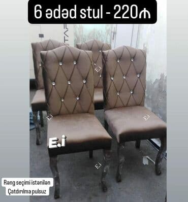 qonaq otagi ucun masalar: *6 ədəd stul / Oturacaq 220Azn💥* ✔️Rəng seçimi var ✔️ *Şəhər daxili — 4
