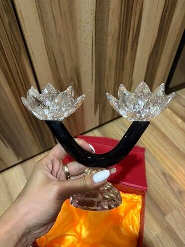 İki şamlıqdan ibarət dekorativ şamdan- TƏZƏ - Material: kəpəkli