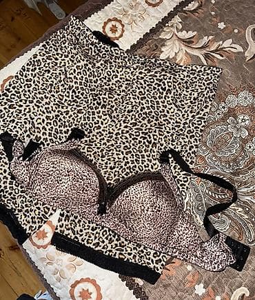 Leopard naxışlı qadın alt geyimi dəsti - Dəst: push-up sütyen və