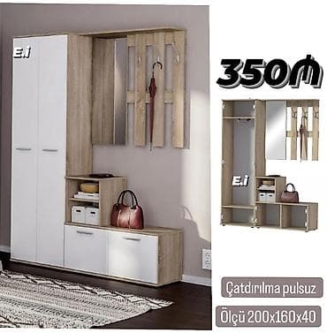 2 qapılı, Güzgülü, Ağ, Digər material, Açılan, Düz dolab