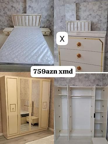Yataq otağı mebel dəsti Dəst tərkibi: - İki nəfərlik çarpayı, yumşaq
