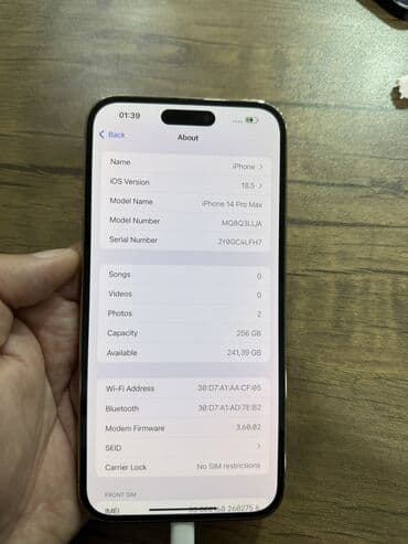 14 pro max 2 ci el: IPhone 14 Pro Max, 256 GB, Matte Silver, Zəmanət — 5