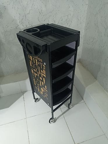 Bərbər/salon üçün çoxfunksiyalı servis arabası - Rəng: qara - — 1