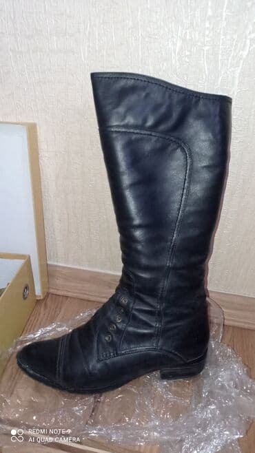 Бусы: Ботфорты, Burberry, Размер: 39, цвет - Черный, Б/у — 3