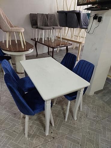 yemek stol: Mətbəx üçün, Açılmayan, Dördbucaq masa, 4 stul — 2