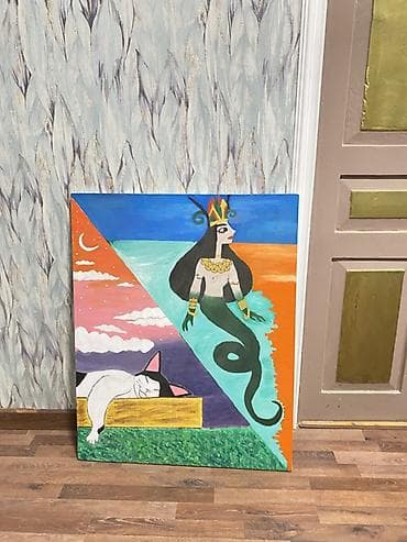 Mövzu: Akvarel/akril tablo – “Gecə və Gün” kompozisiyası Təsvir: - Əl