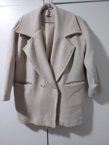 женские короткие пальто: Пальто, Bershka, M, цвет - Бежевый — 2