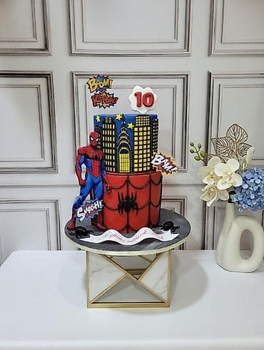 Şirniyyat məhsulları: Uşaq temalı “Spider‑Man” tortu - İki mərtəbəli dizayn: aşağı mərtəbə — 1