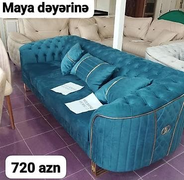 Maya dəyərinə – Zümrüd rəngli lüks divan - Parça: yumşaq, məxməri