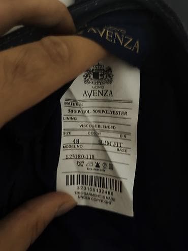 kisi geyimi: Avenza Uomo kişi kostyumu – slim fit - Tərkib: 50% yun, 50% poliester — 4