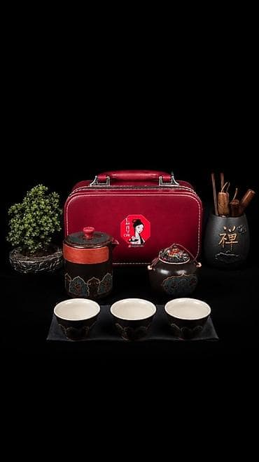 Çay dəsti, rəng - Narıncı, Keramika, 3 nəfərlik, Yaponiya — 7