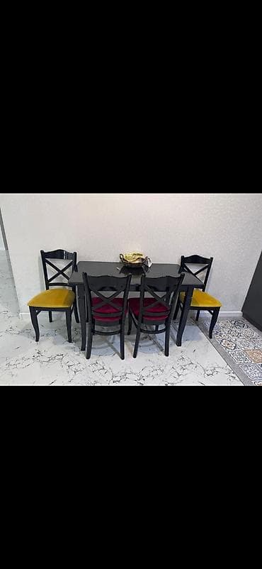 Mətbəx üçün, Açılmayan, Dördbucaq masa, 6 stul