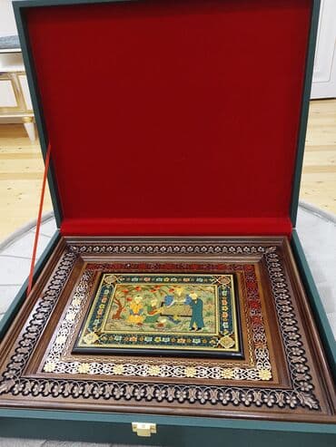 Süni güllər: Miniatür rəsmlə bəzədilmiş əl işı tablo - Texnika: Şərq/Pers — 4