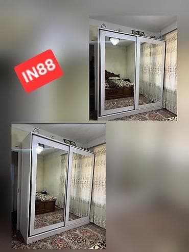 dekor ref: Dolab – sürgülü qapılı, güzgülü model. - Rəng: ağ korpus, iki böyük — 1