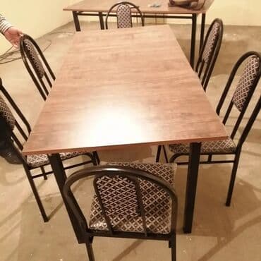 Masa və oturacaq dəstləri: Mətbəx üçün, Yeni, Açılmayan, Kvadrat masa, 6 stul — 24