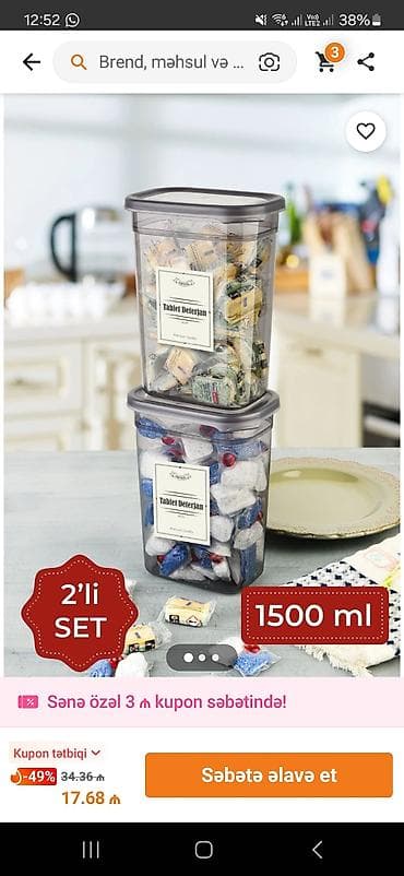 plasmas qablar: Mətbəx və təsərrüfat üçün çoxfunksiyalı saxlama qabları dəsti - Həcm — 4