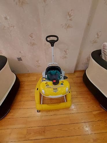 Ходунки, костыли, трости, роллаторы: Uşaq gəzdirici – “TAXI” dizaynlı - Avtomobil formasında, sarı‑boz — 1