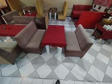 restoran aksesuarları: Skameykalar ilə, Düz masa — 3