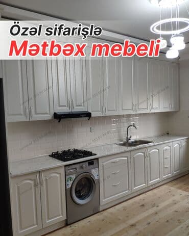 Xüsusi sifarişlə hazırlanmış mətbəx mebeli - Klassik dizaynlı, ağ
