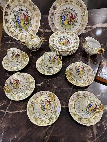 çayni servis: Çay dəsti, rəng - Qızılı, Farfor, 6 nəfərlik — 2