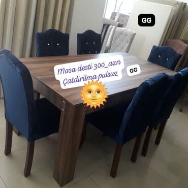 Qonaq otağı üçün, Yeni, Dördbucaq masa, 6 stul lalafo.az -da Qonaq otağı üçün, Yeni, Dördbucaq masa, 6 stul