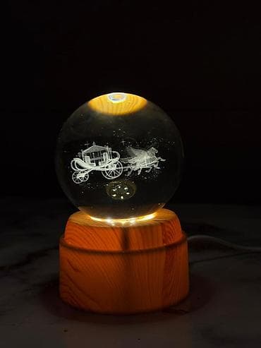 3D lazer oyma işıqlı şüşə kürə fırlanan Qiymət : 23 AZN🤩 - Şəffaf — 10