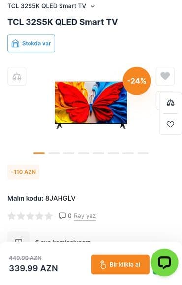 işlənmis televizorlar: Yeni Televizor TCL QLED 32" Pulsuz çatdırılma — 1