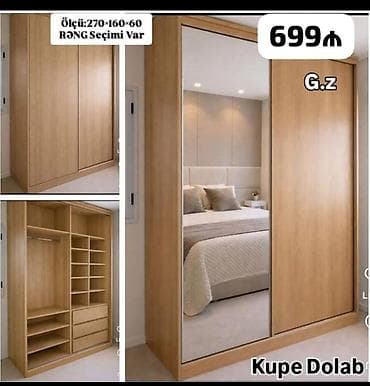 Yeni, 2 qapılı, Güzgülü, Digər rəng, Digər material, Kupe, Düz dolab