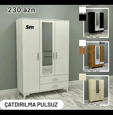 taxta ref: Üçqapılı paltar şkafı – güzgülü model Qiymət: 230 AZN Çatdırılma — 1