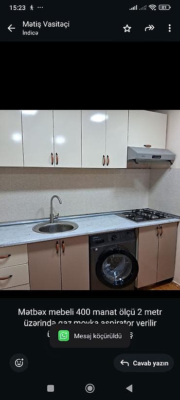 Mətbəx mebeli 400 manat ölçü 2 metr üzərində qaz,moyka,aspirator lalafo.az -da Mətbəx mebeli 400 manat ölçü 2 metr üzərində qaz,moyka,aspirator