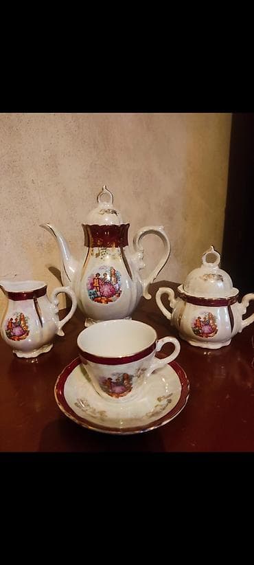 yun: Çay dəsti, rəng - Ağ, Farfor, 6 nəfərlik, Yaponiya — 1