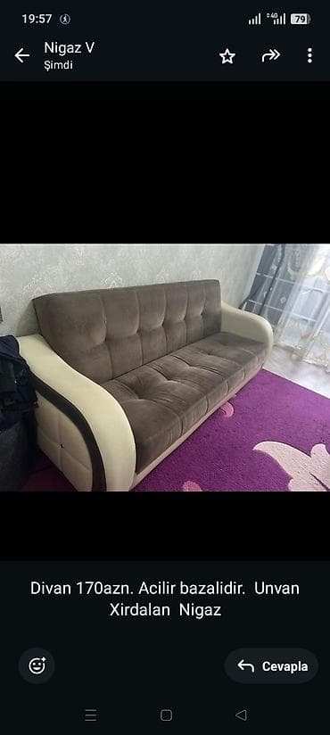Divan 170azn. Acilir bazalidir. Unvan Xirdalan Nigaz — 1