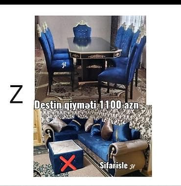 Qonaq otağı dəsti – sifarişlə hazırlanır. - Yemək masası və 6 stul