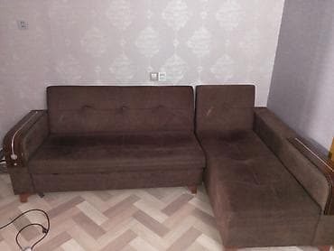 mebel usta: Künc divanı – qəhvəyi rəng, yumşaq parça üzlük - L formalı künc — 3