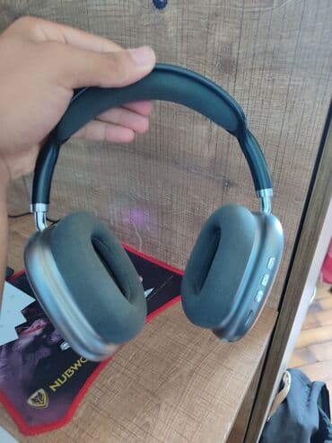 микрофон наушник: Bluetooth qulaqlıq – over-ear dizayn - Metalik-boz oval kasalar və — 2