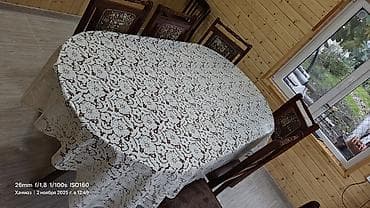 saloglu divan kreslo: Qonaq otağı üçün, İşlənmiş, Açılmayan, Oval masa, 6 stul — 1