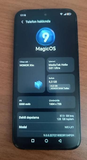 data modem sim card: Honor X6b, 128 GB, rəng - Qara, Barmaq izi — 2