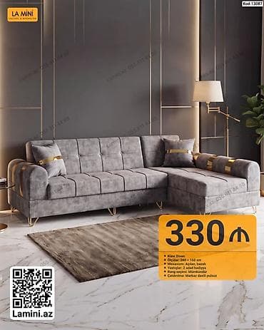 kreditle kunc divanlar: LA MINI künc divan - Ölçülər: 260 × 160 sm - Mexanizm: açılan, bazalı — 1