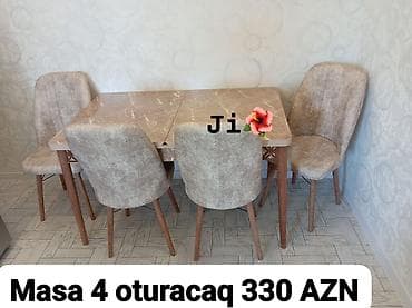 sunger: Mətbəx/qonaq otağı üçün kompakt yemək dəsti. - Tərkib: 1 masa + 4 — 3