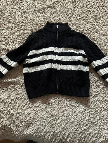 Şortlar: Qara-ağ zolaqlı toxunma kardiqan/sviter - Rəng: qara və ağ, üfüqi — 2